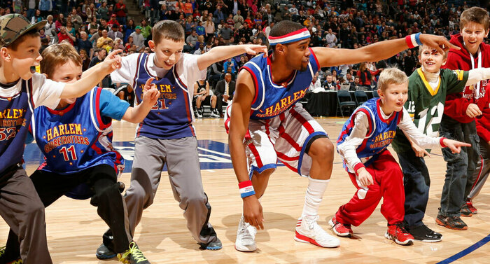 Harlem Globetrotter Game "Pass the Bucket" Volunteers Needed Banner