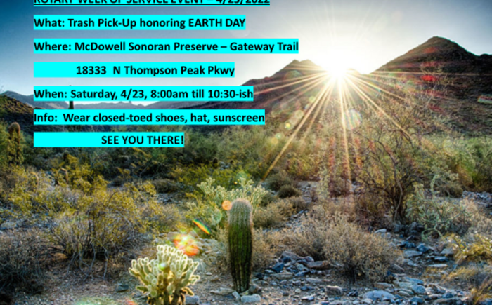 Rotary Club of Scottsdale:  Trash Pickup Honoring Earth Day Banner