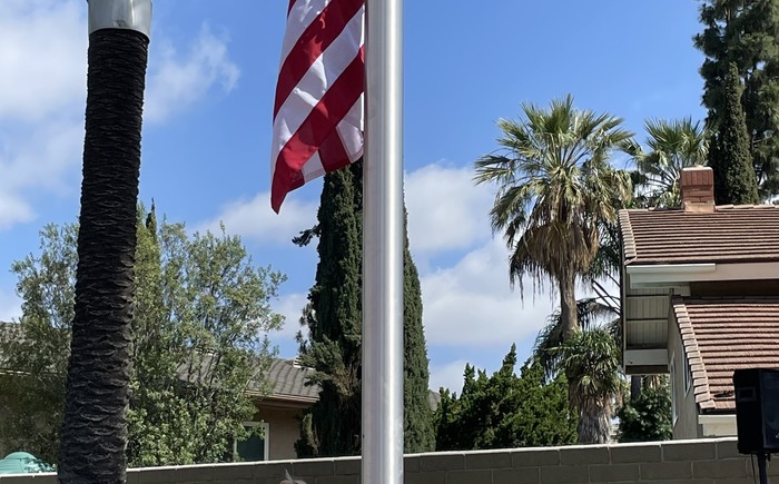 Flag Pole at the Gomez Center in Placentia Banner