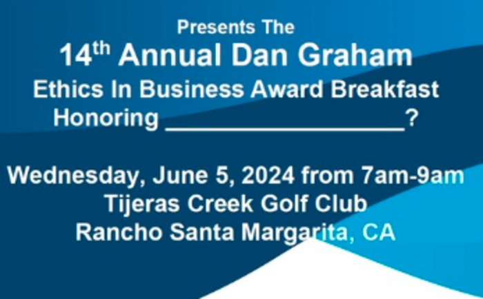 Rotary Club Coto De Caza - Rancho Santa Margarita - 14th Annual Dan Graham Ethics In Business Award Breakfast Banner