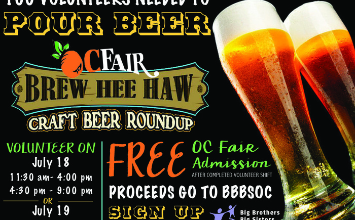 Let's Pour Beer- 100 Volunteers Needed For OC Fair Brew Hee Haw! Banner